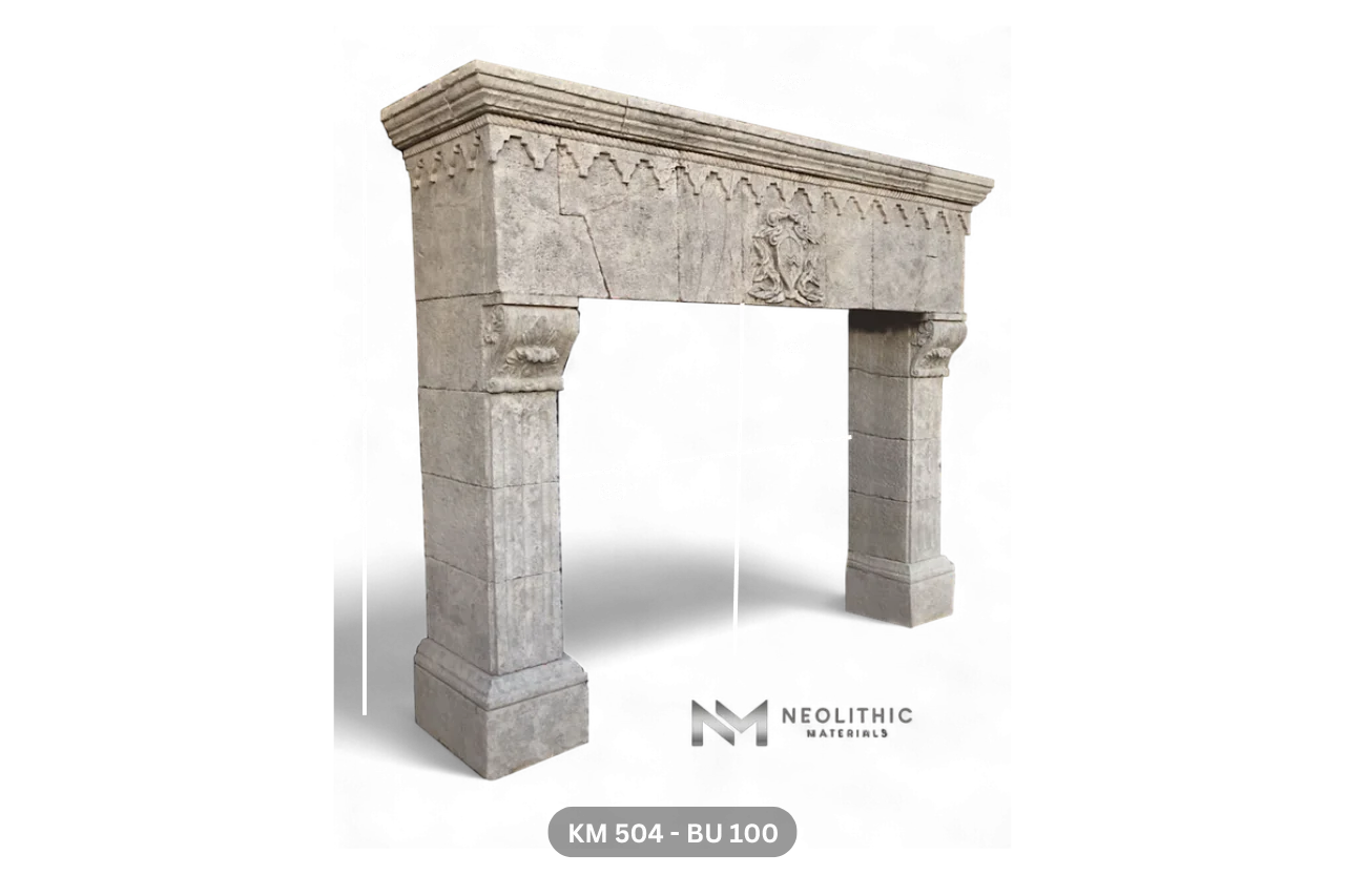 Reclaimed Limestone Mantel - Image 4